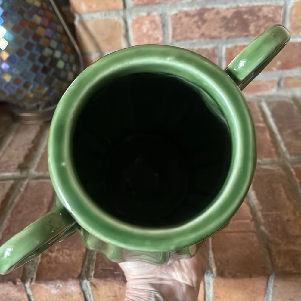 Vtg Baum Brothers Style Eyes Green Double Handle Canister 9